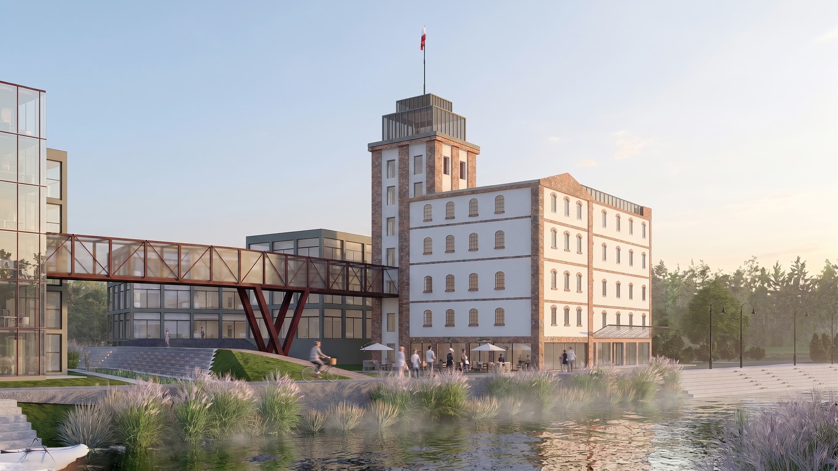 kompleks mieszkalno-hotelowy z częścią konferencyjną w dawnym młynie lubickim na Rzece Drwęca